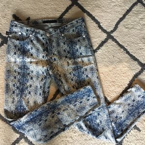 Blue and white snake skin Rock & Republic jeans